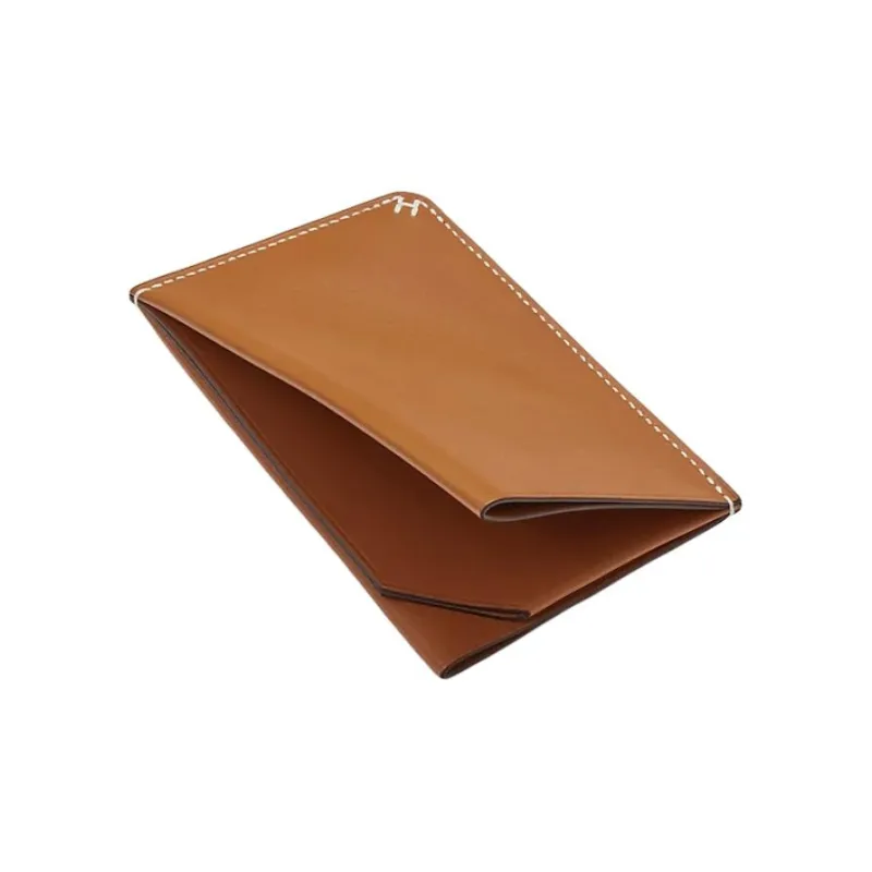 HERMES H Sellier Calfskin Card Holder Women's 21 Naturel Sable Light Tea Brown-2