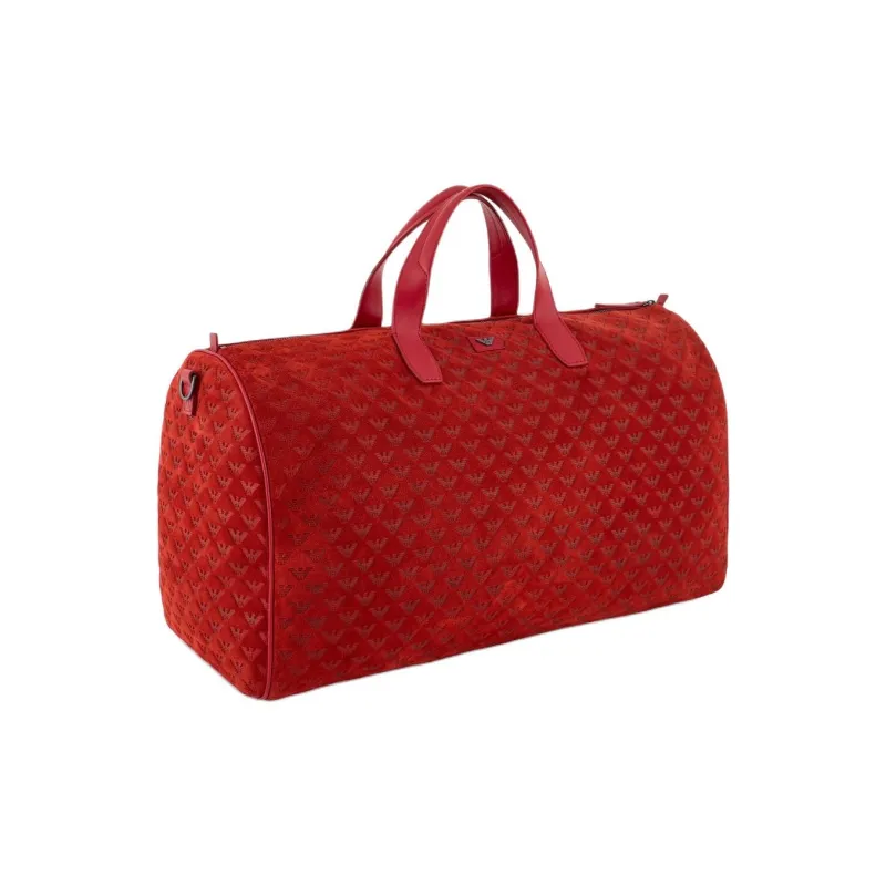 EMPORIO ARMANI Cow Leather Travel Bag Red-1
