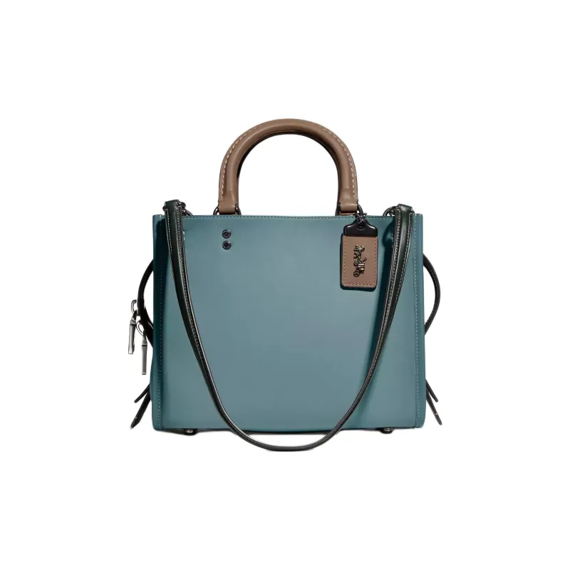 COACH Rogue Label Shoulder Bag, Crossbody Bag, Handbag Medium Size Women's Tin & Lead & Sage Green Multicolor-0