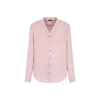 GIORGIO ARMANI Regular fit Linen Shirt With Front Ribs