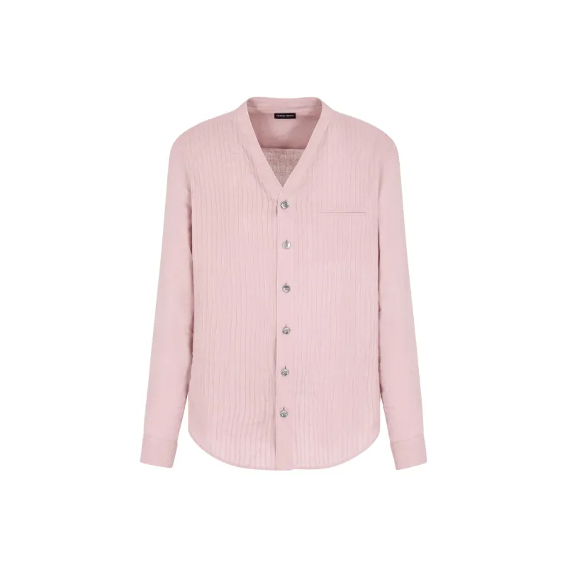 GIORGIO ARMANI Regular fit Linen Shirt With Front Ribs-0