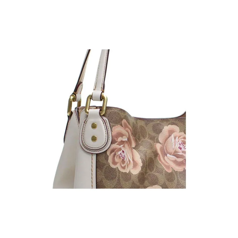 COACH Edie Canvas With Leather Crossbody Handbag Tubas Women's Brown & White-3