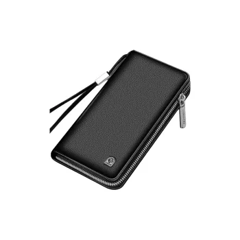 Old Man's Head Top Grain Cow Leather Wallet Men's Black/Coffee