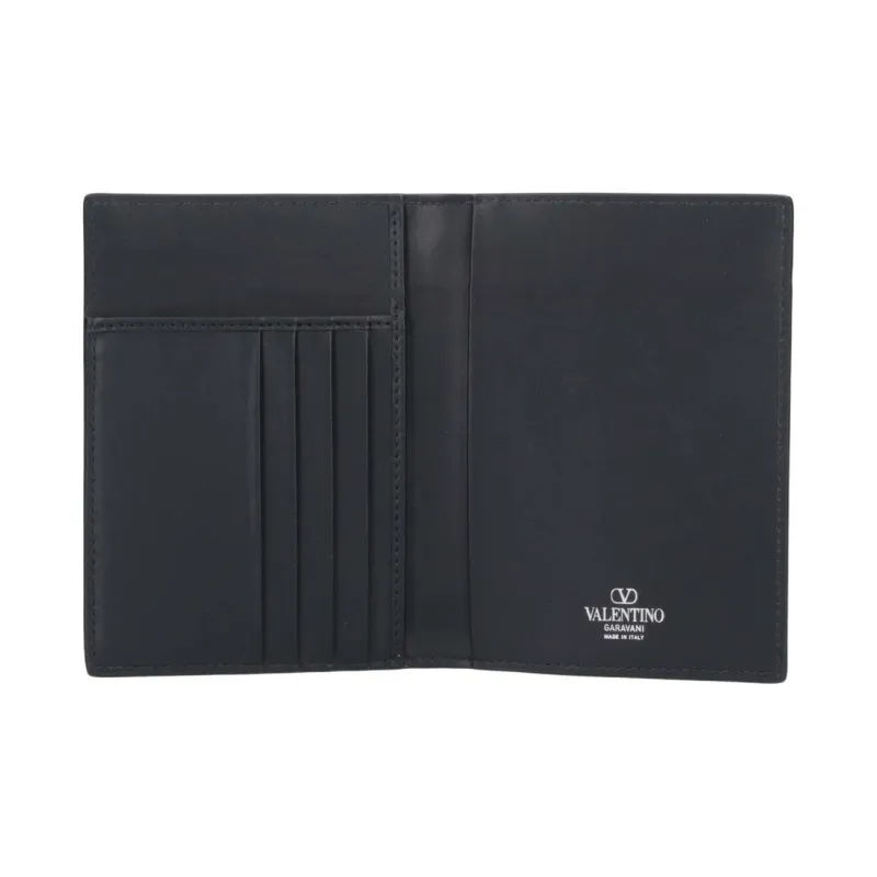 Valentino GARAVANI Leather Passport Holder Men's Black-3