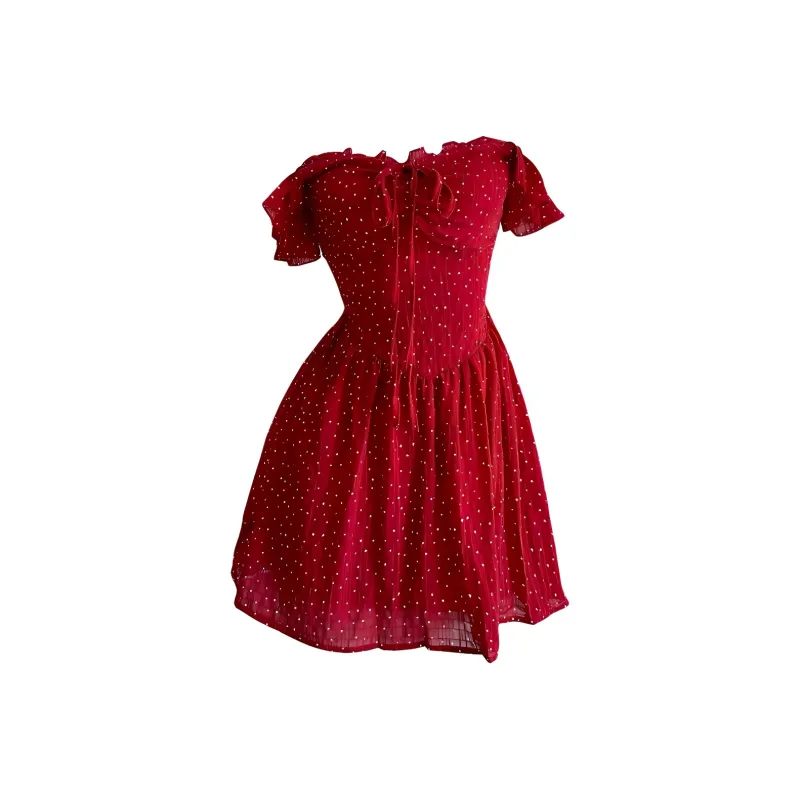 IQC Sleeveless Dresses Women's Backless Red Dress-0