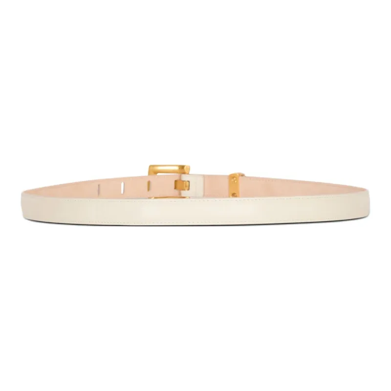 BALMAIN Calfskin Leather Belts Women's Beige 2CM-1