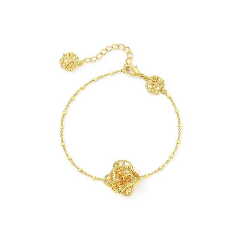 OOAK 925 Sterling Silver, 18K Gold Plated Bracelet Box Women's-4