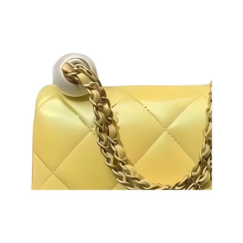 CHANEL Pearlescent Lambskin Shoulder Bag, Crossbody Bag, Wallet Trumpets Women's Yellow-2