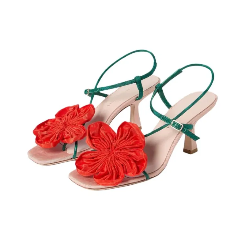 Loeffler Randall Frank One Strap Sandals 7cm Women's Green-3