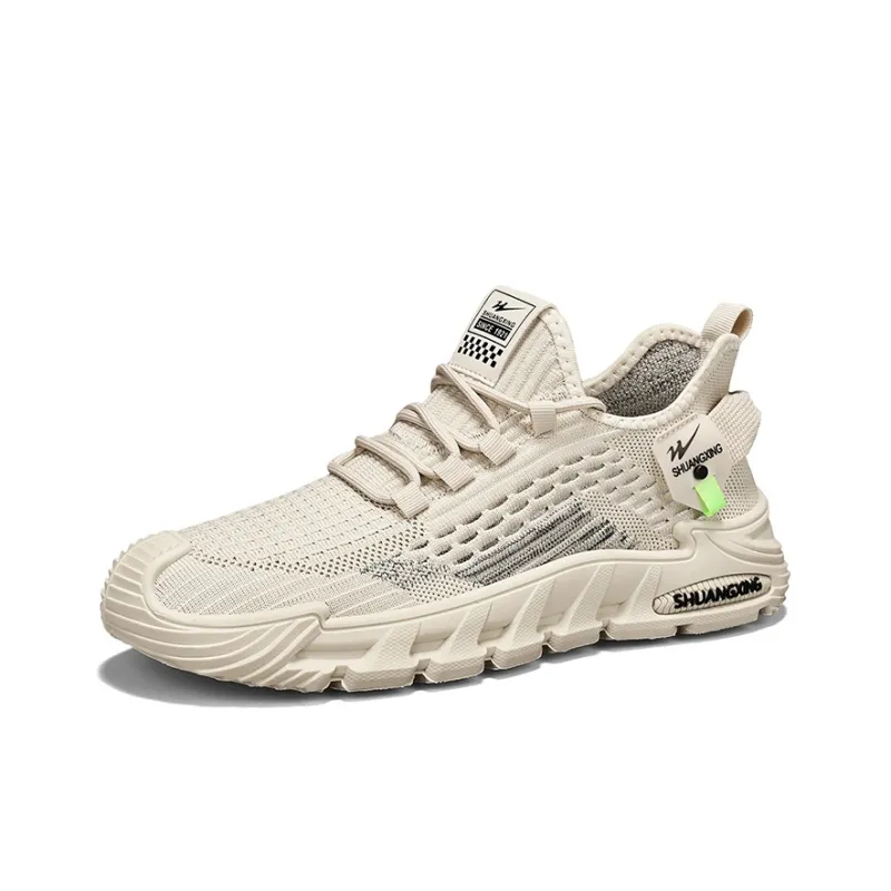 Binary Abrasion Resistant Breathable Low Top Casual Shoes Men's Beige-2