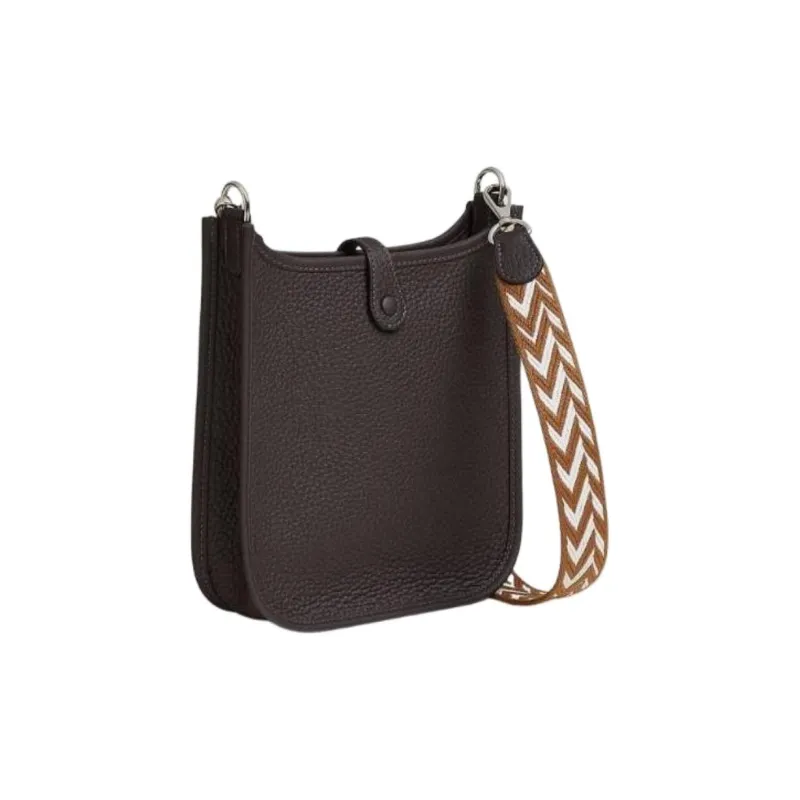 HERMES Evelyne Clemence Bullock Leather Shoulder Bag Women's Brown-2