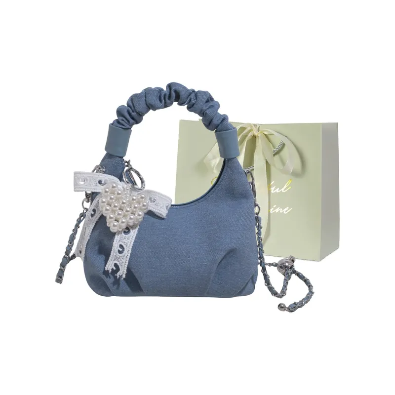 JIANGLIDA Denim Handbag Women's Light Blue/Dark Blue-4