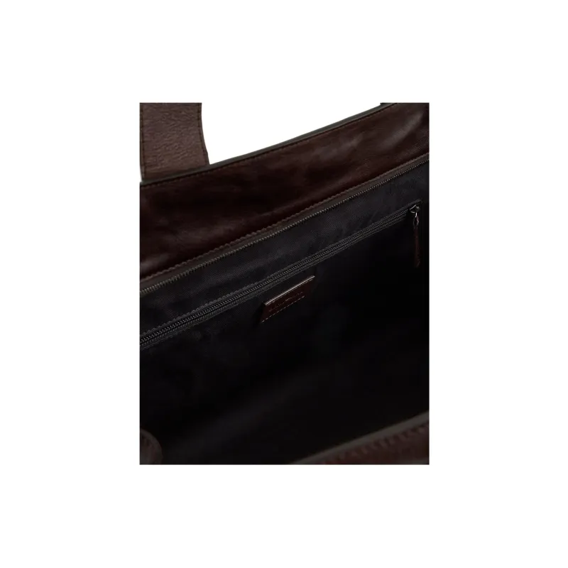 EMPORIO ARMANI Cow Leather Tote Bag, Shopping Bag, Crossbody Bag, Handbag Extra Large Men's Brown-4