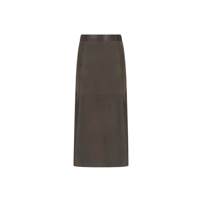 GIORGIO ARMANI Suede Midi Skirt-0