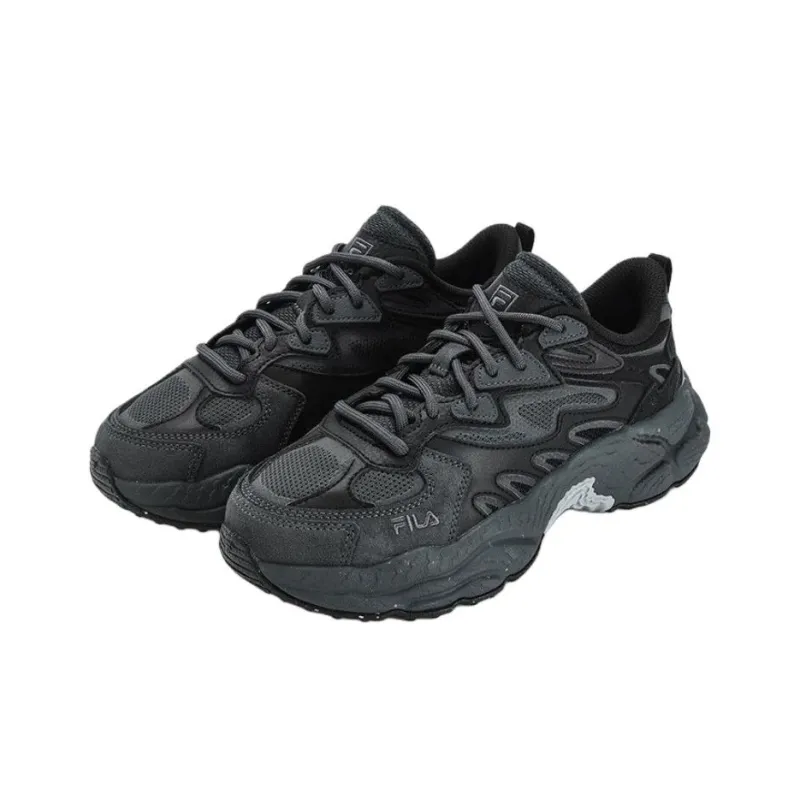 FILA Fern Anti Slip Wear Resistant Low Top Chunky Sneakers Women's Black-1