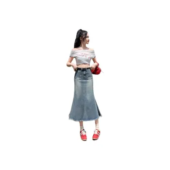 YINLEI Denim Long Skirt Women's