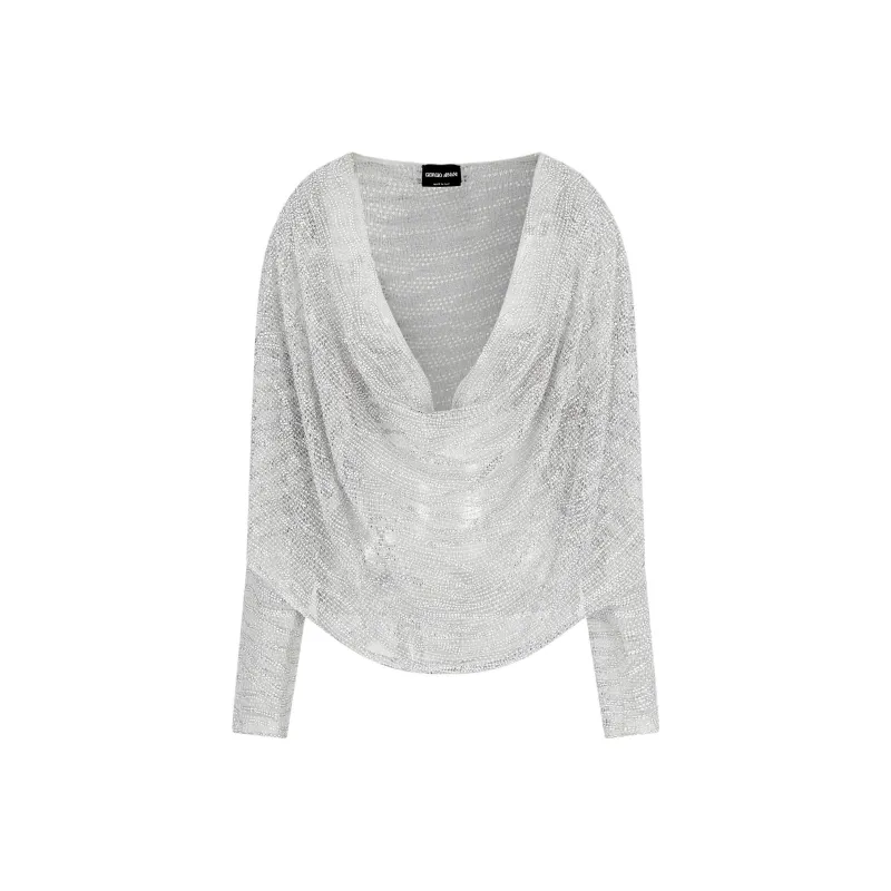 GIORGIO ARMANI Draped Blouse With Lurex And Crystal Embroidery-0