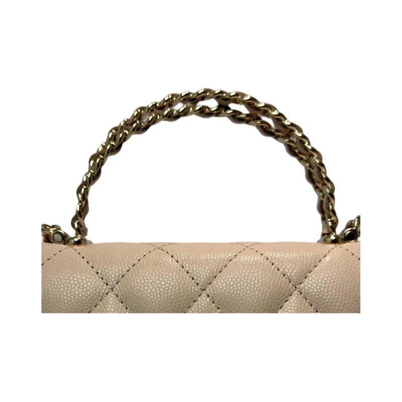 CHANEL Grain Embossed Cow Leather Flap Bag, Shoulder Bag, Crossbody Bag, Handbag Tubas Women's Milk Tea-1