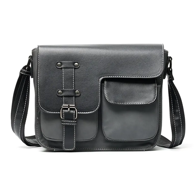 CARTELO PU Messenger Shoulder Bag, Crossbody Bag Unisex Gray/Coffee-0