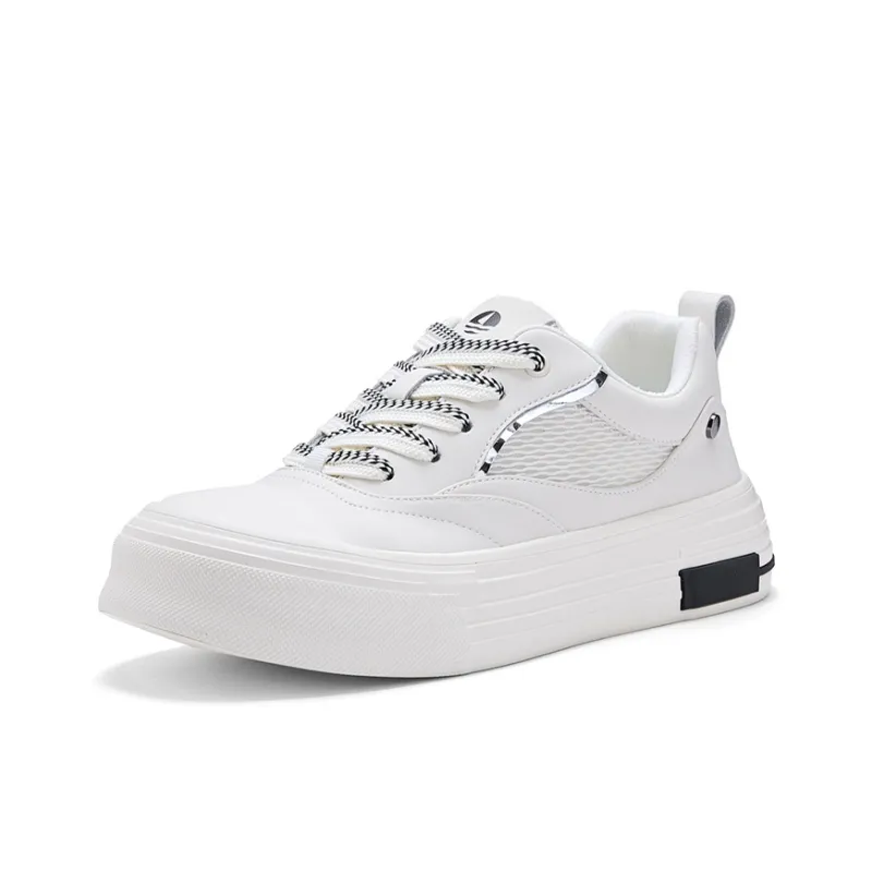 NAVIGARE Anti Slip Wear Resistant Low Top Skateboard Shoes Men's White-1