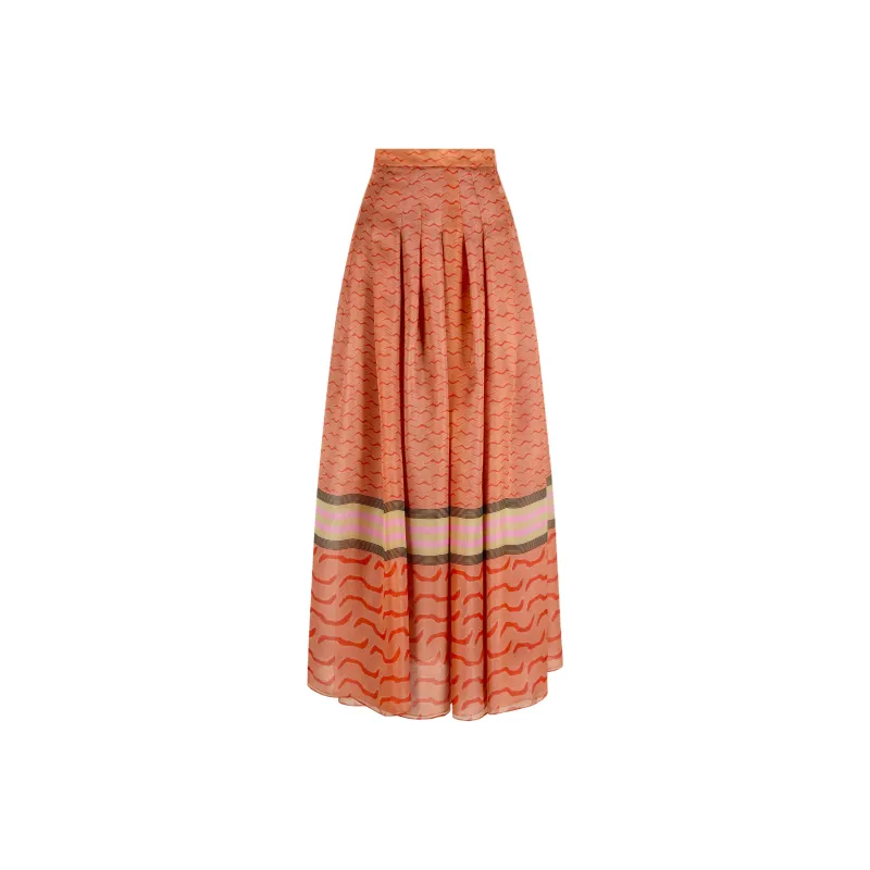 GIORGIO ARMANI Long Silk organza Skirt With Tiger Print-0