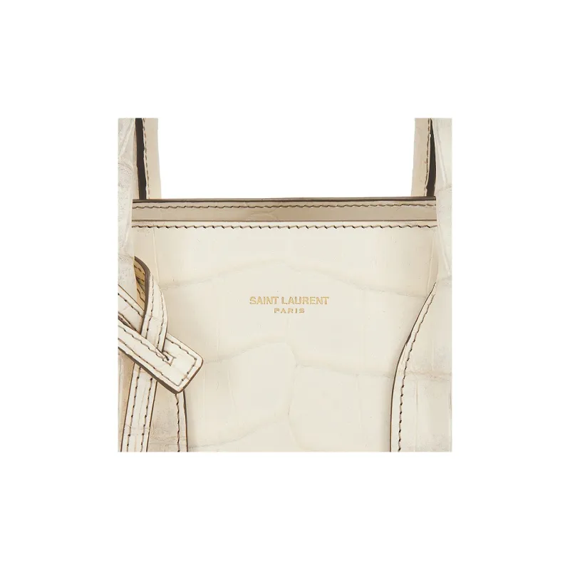 SAINT LAURENT Calfskin Tote Bag, Shopping Bag, Shoulder Bag, Crossbody Bag, Handbag Trumpets Women's Glacier Gray-6