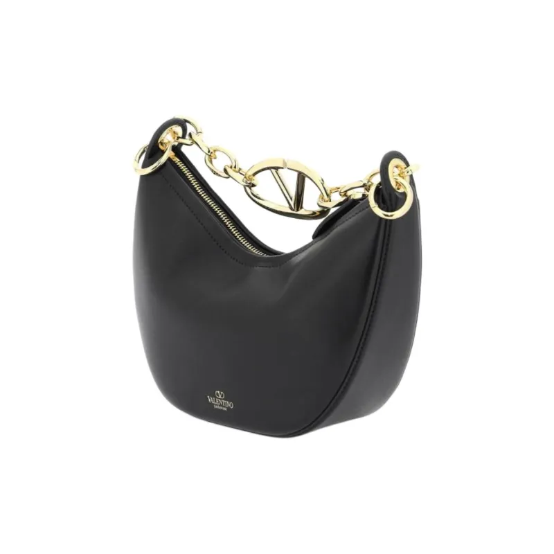Valentino Lambskin Crossbody One Shoulder Handbag Women's Black-4