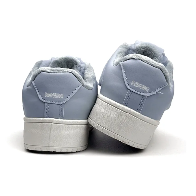 Mengsai Thermal Coverage Low Top Skateboard Shoes Women's Moon Blue-3