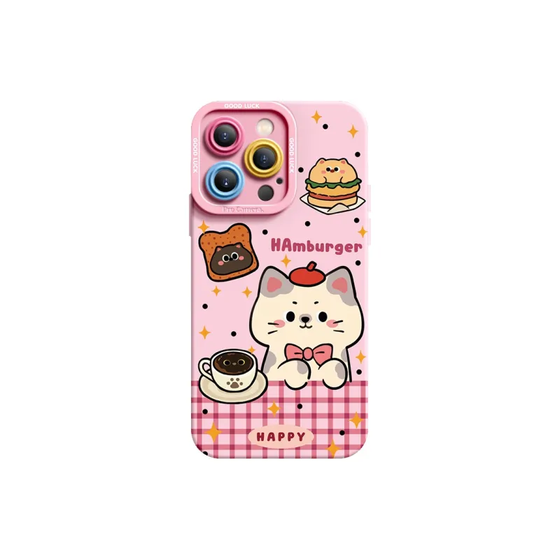 I Create My Art Delicious Hamburger Cat Phone Cases Compatibility IPhone16/15/14/13/12/11-3