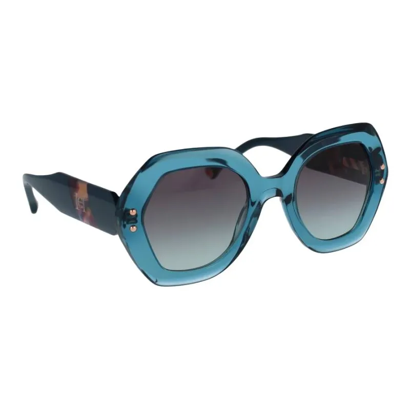 CarolinaHerrera Metal Acetate Irregular Shape Sunglasses Unisex Blue-1