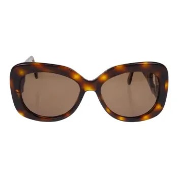 CHANEL Acrylic Irregular Shape Sunglasses Women's Tortoiseshell