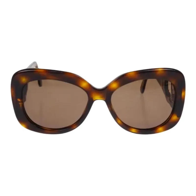 CHANEL Acrylic Irregular Shape Sunglasses Women's Tortoiseshell-0