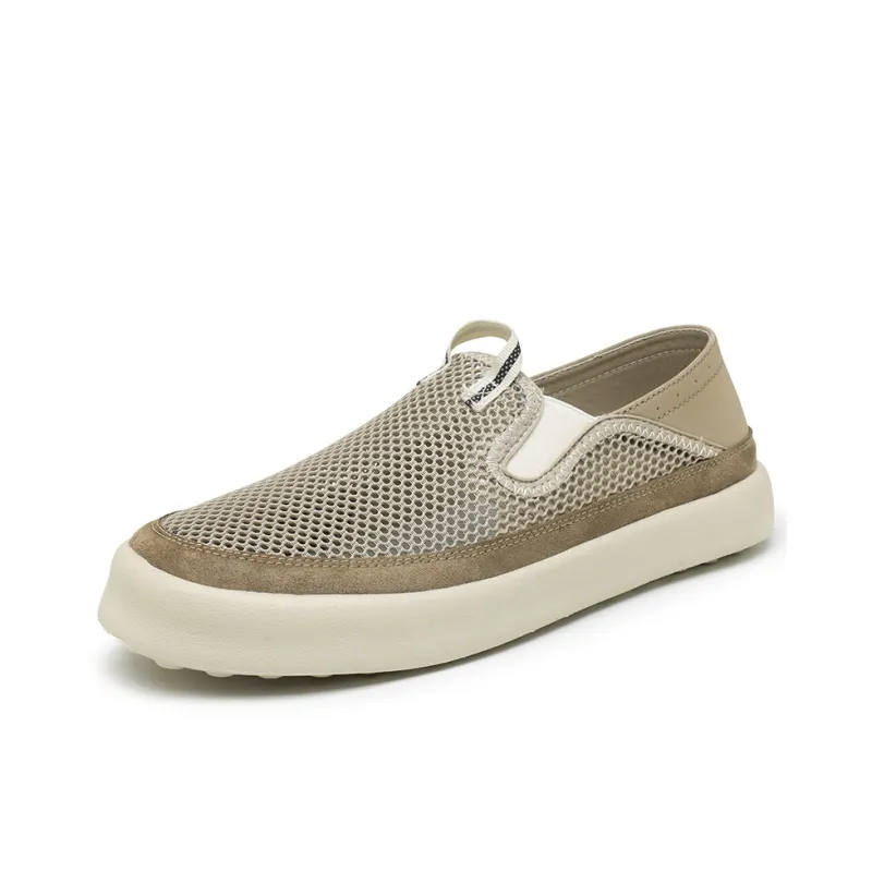 LINGPAO Casual Shoes Men Low Top Sand/Black/Gray-0