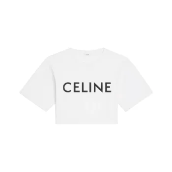 CELINE Cropped CELINE T SHIRT In Cotton Jersey