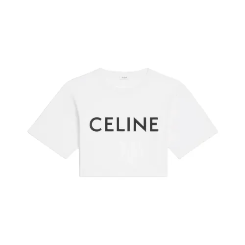 CELINE Cropped CELINE T SHIRT In Cotton Jersey