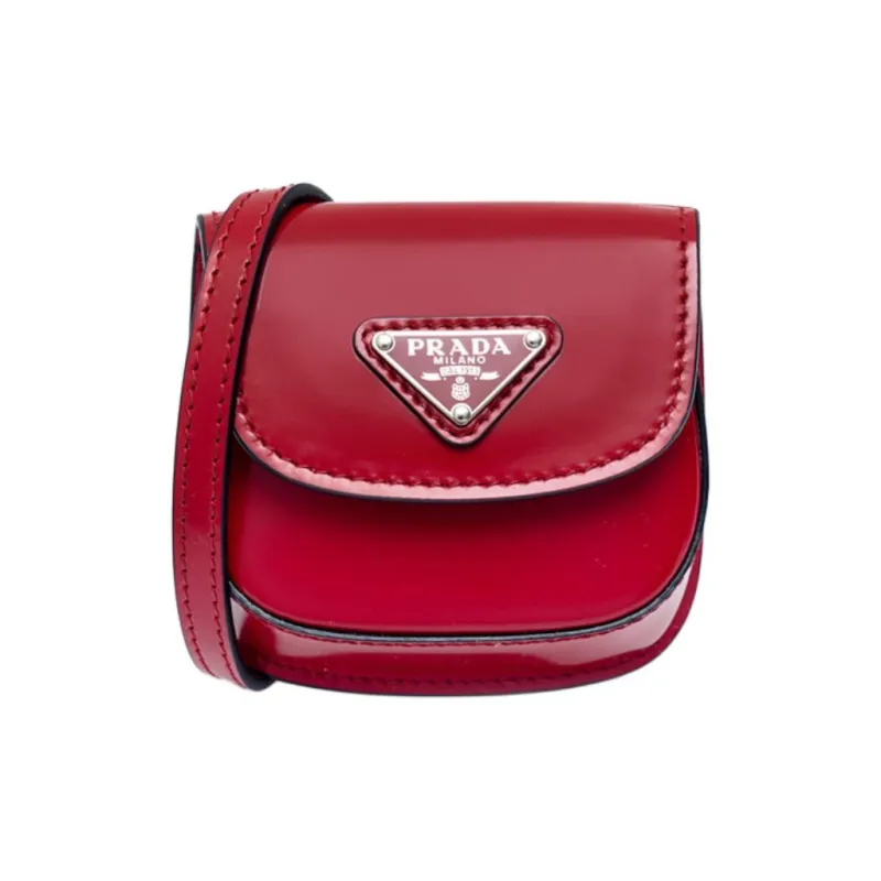 PRADA Cow Leather Earphone Case Women's Red-0
