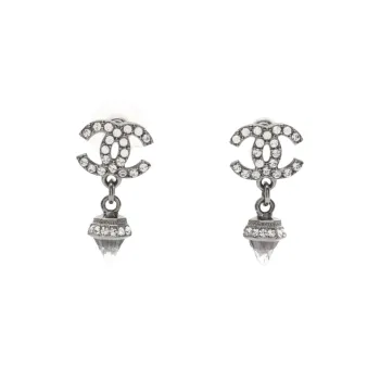 CHANEL 1986 1988 Cc Crystal embellished Dangle Earrings