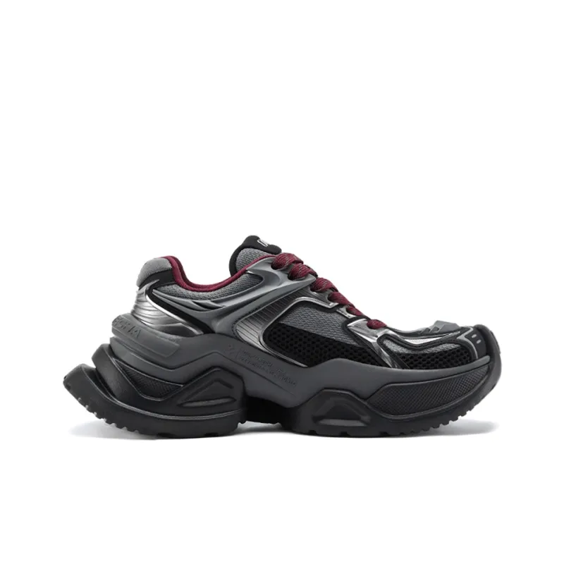 OGR ARK Og Black Grey Cushioning, Breathable, Height Increasing Low Top Chunky Sneakers Unisex Black Gray-1