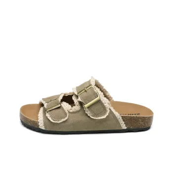 ZHR PVC Polyvinyl Chloride Quiet Abrasion Resistant Slide Slippers Women's Khaki