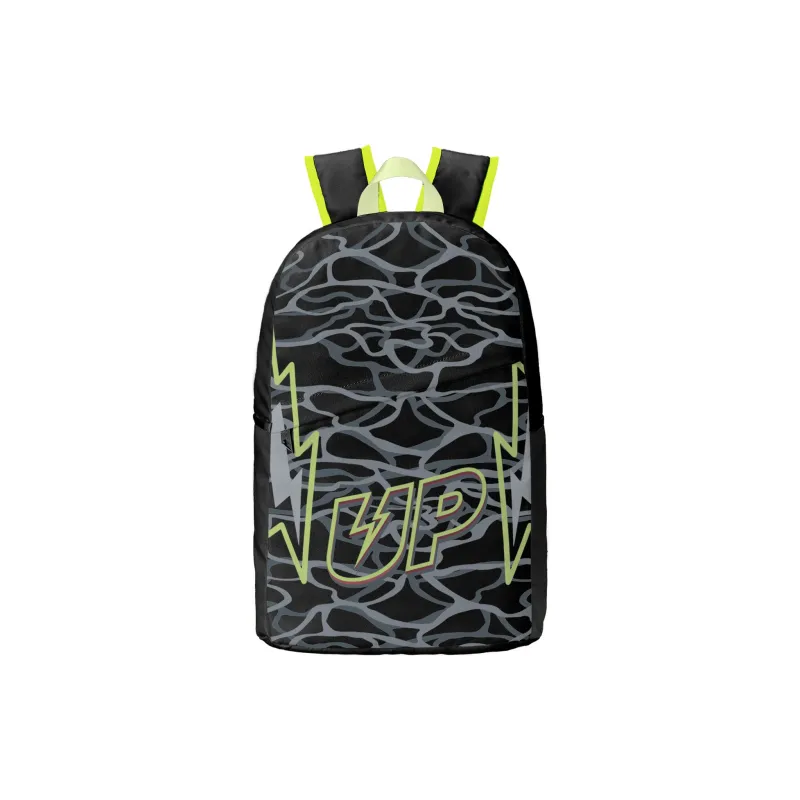TURN UP Polyester Backpack Unisex Black Green-0