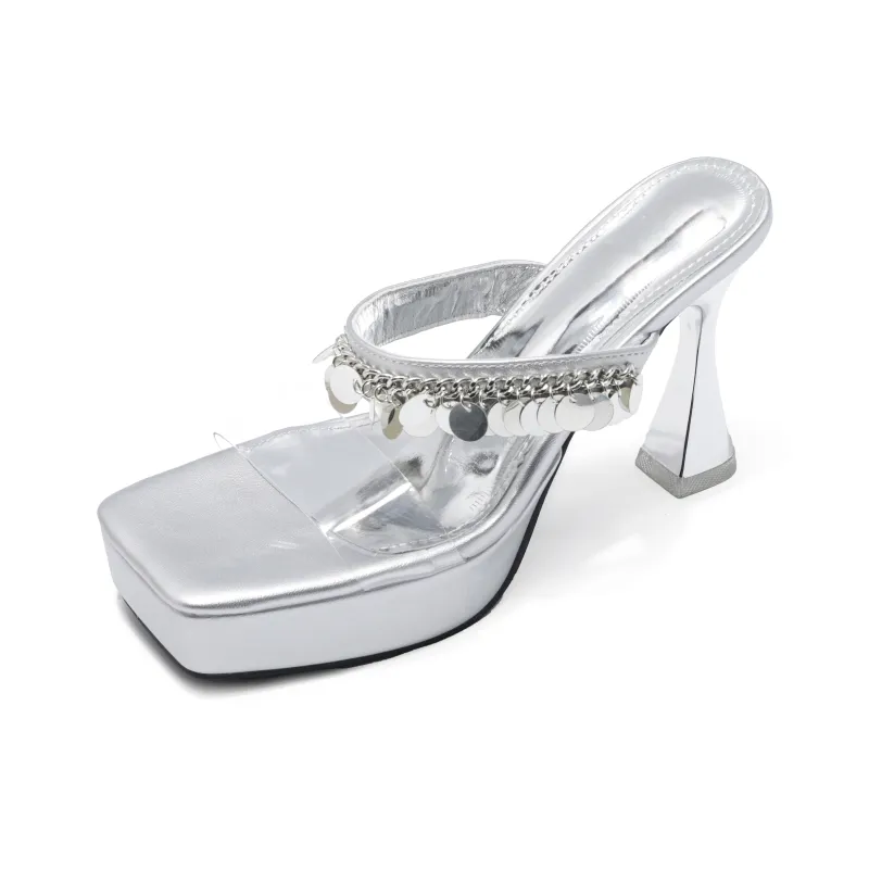 Take The Qin Rubber Sole Abrasion Resistant, Odor Resistant Slide Slippers Women's Silver-1