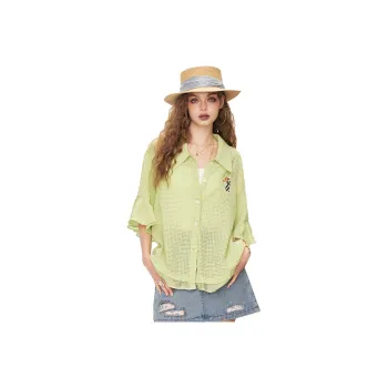 ELF SACK Shirts Women's Plaid Grass Green