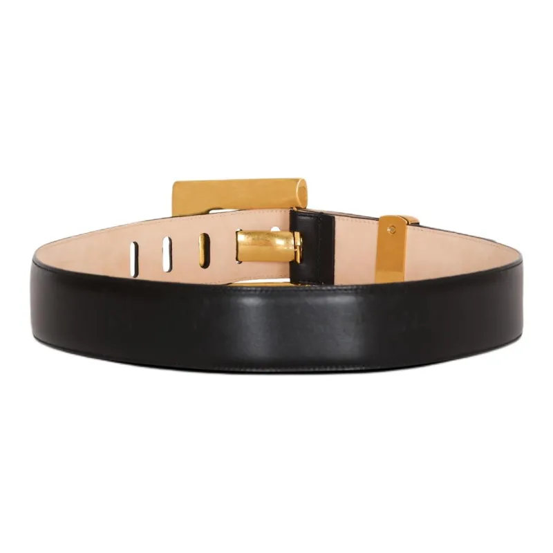 BALMAIN Calfskin, Metal Leather Belts Women's Black 4.5CM-1