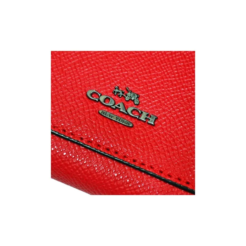 COACH POPPY Leather Wallet Trumpets Women's Vermilion-2