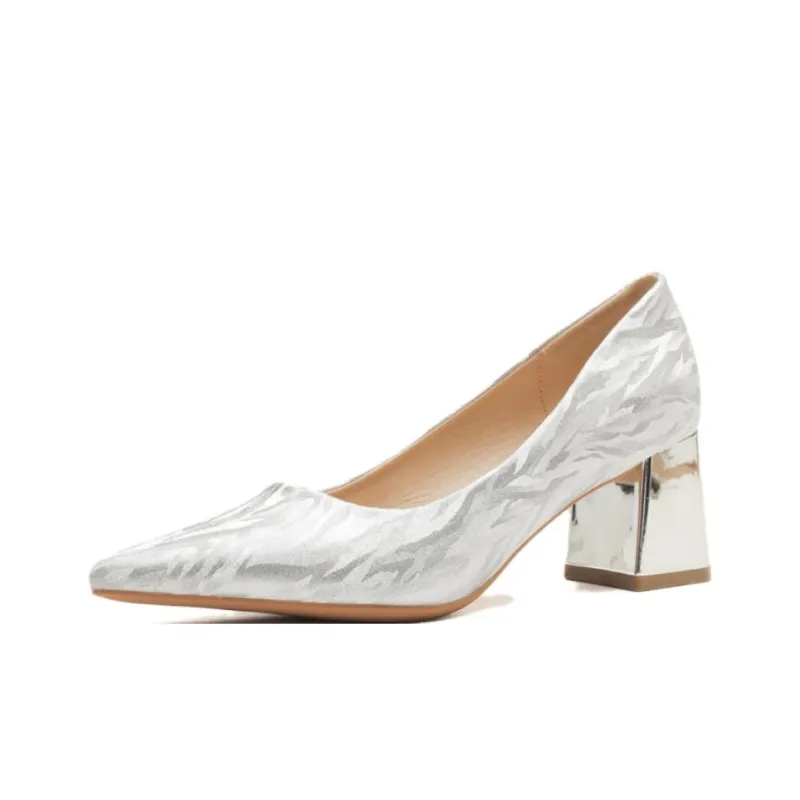 GOSO Chunky Heel High Heels Women's Silver-0