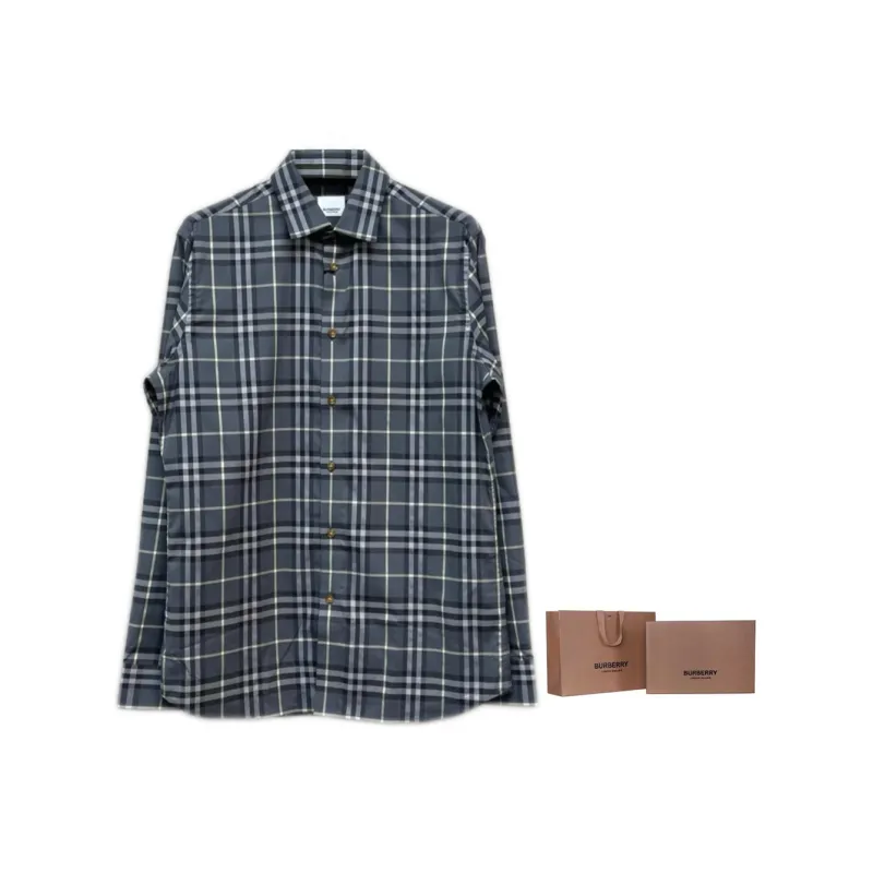 Burberry Shirts Men Gray-4