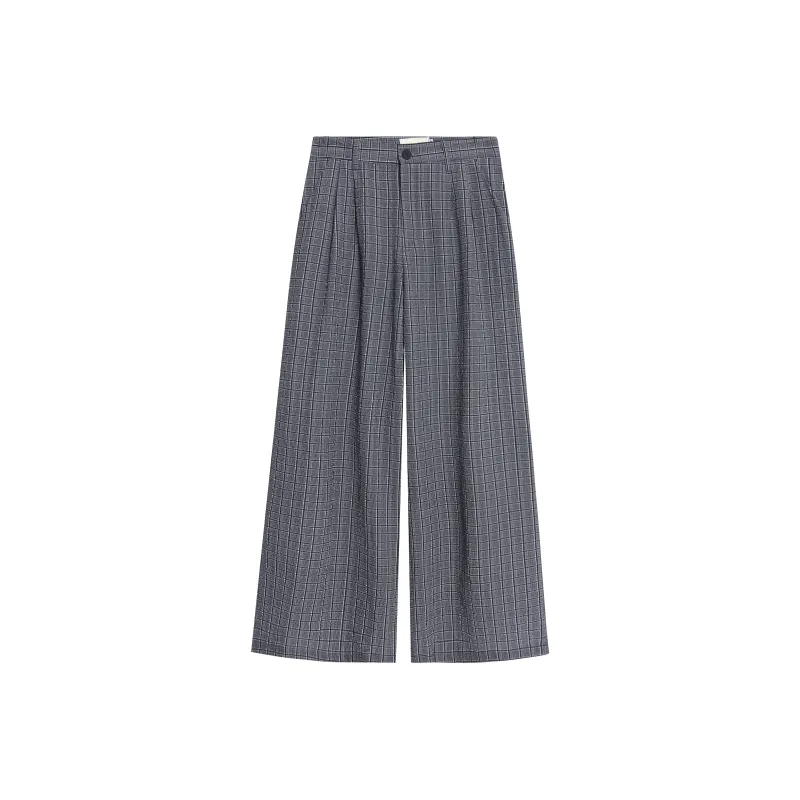 VINMUK Suit Trousers Unisex Gray Plaid-0