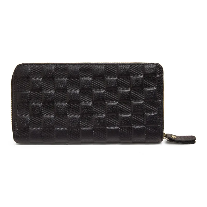 Old Man's Head Top Grain Cow Leather Wallet Men's Black-3