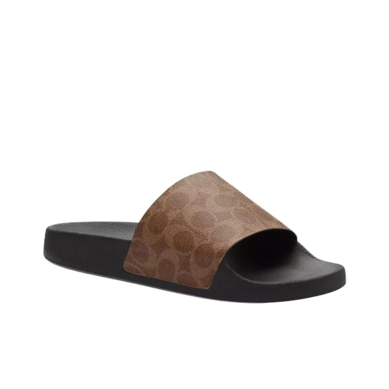 COACH Signature Quiet Slide Slippers Men's Brown-2
