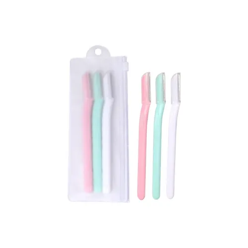 YIZHILIAN Straight Handle Multicolor Eyebrow Razor Portable 3 Pcs Pack